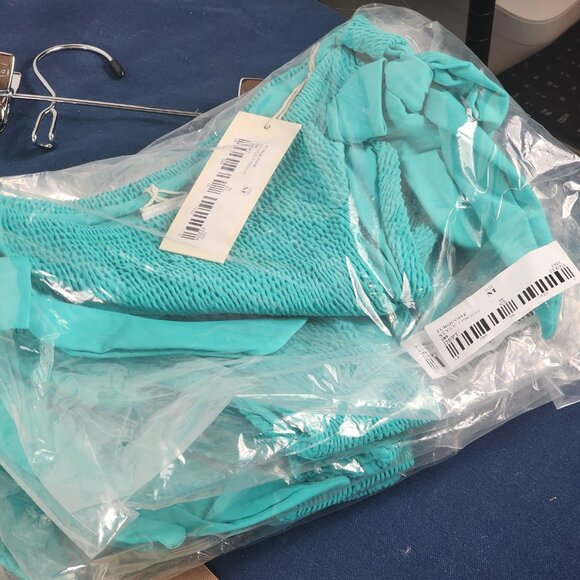 Tori Praver Swimwear Turquoise Tie Sides Lined Nylon Span Bikini Bottom Size M - Picture 9 of 16